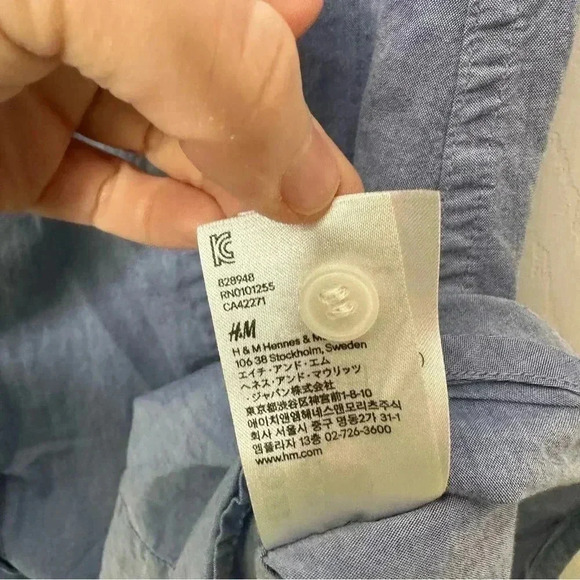 H&M Tunic Shirt Collared Blue Size 8 - Picture 12 of 16